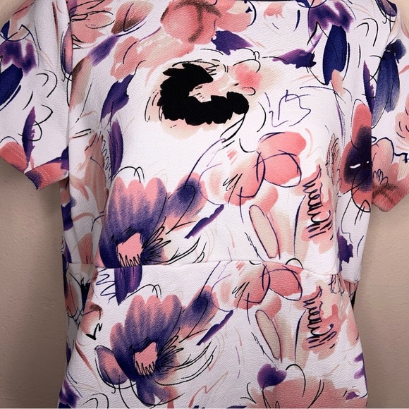 Maternity XL Pink Blush Brad Dress Short Sleeve Stretch Colorful Floral - Picture 3 of 12